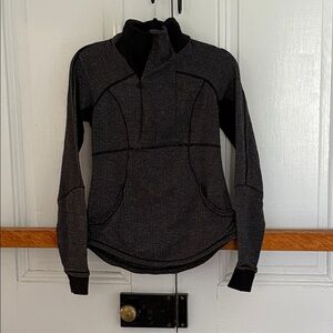 lululemon athletica Black Gray 3/4 Zipper Utility Top.